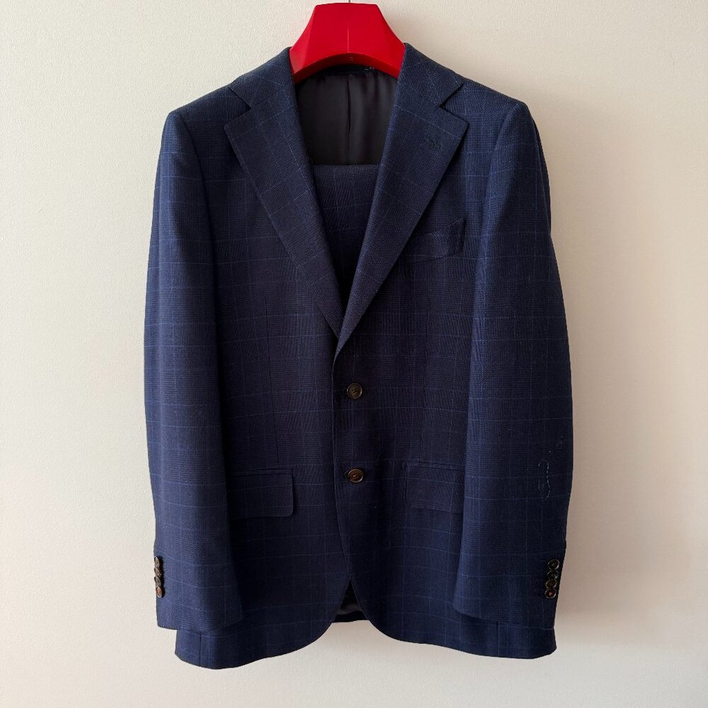 Suitsupply Wool 2-piece Suit in Blue Windowpane Plaid